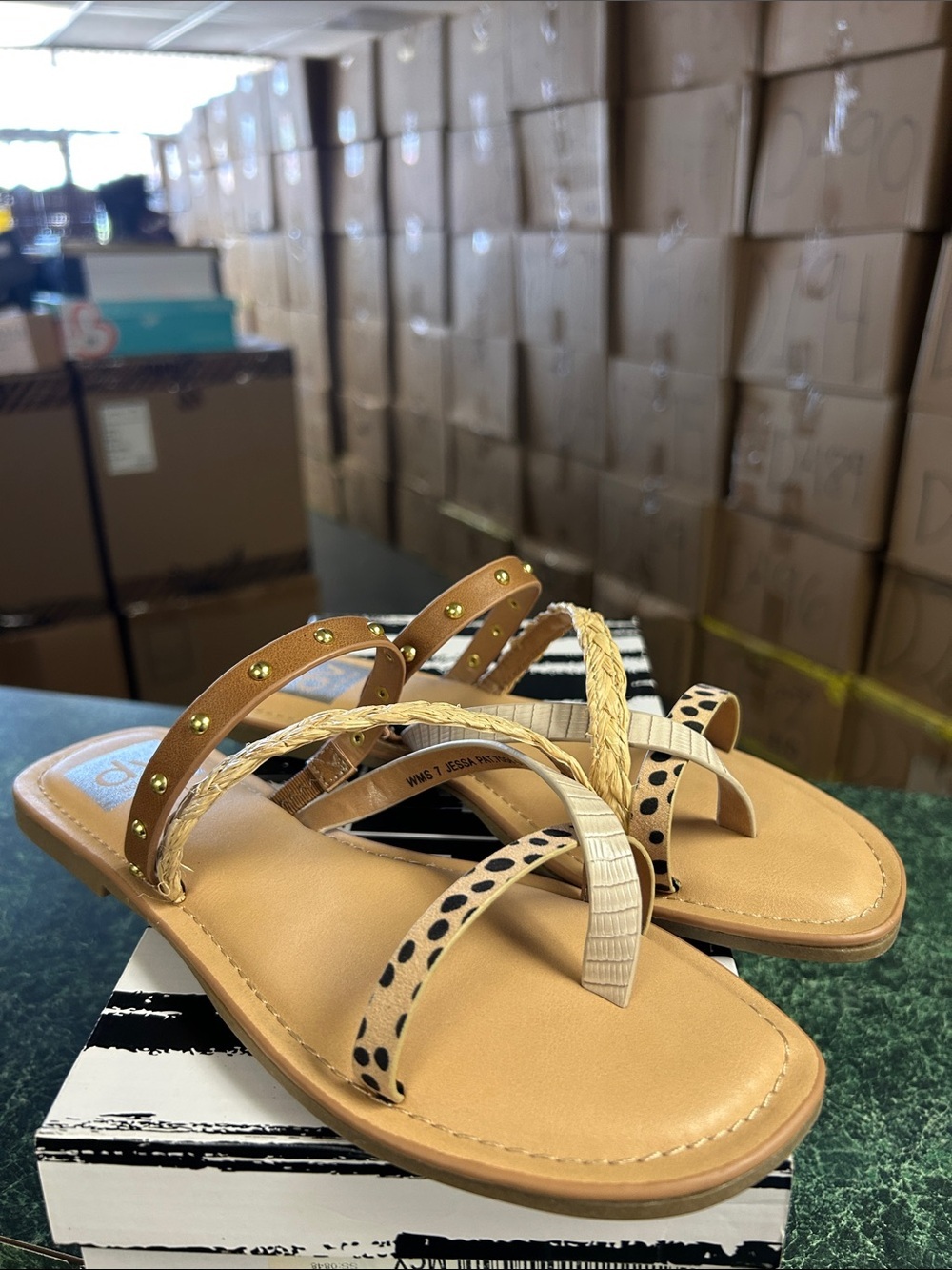 Dolce Vita Tan Multi-Pattern Strappy Sandals